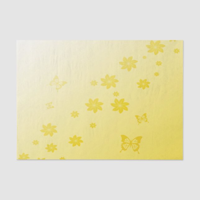 Papier Mousseline Fleurs de soleil sur papillons (Recto)