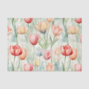 Papier Mousseline Fleurs de tulipes rouges jaunes de ferme 