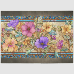Papier Mousseline Fleurs de verre teinté Art Nouveau