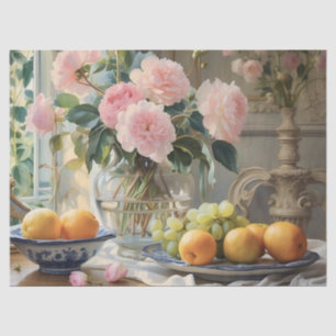 Papier Mousseline Fleurs De Villa Française Avec Découpage Oranges