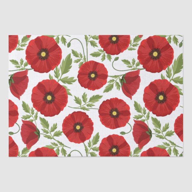 Papier Mousseline Fleurs d'été joyeuses floraison de pavot (Recto)