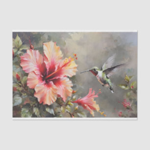 Papier Mousseline Fleurs d'Hibiscus et découpage de colibris