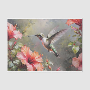 Papier Mousseline Fleurs d'Hibiscus et découpage de colibris