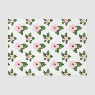 Papier Mousseline Fleurs d'Hibiscus Rose (Design 41 Série Rose)