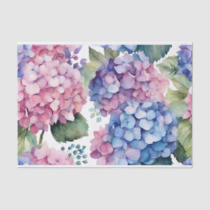 Papier Mousseline Fleurs d'hydrangée violette, bleue, rose