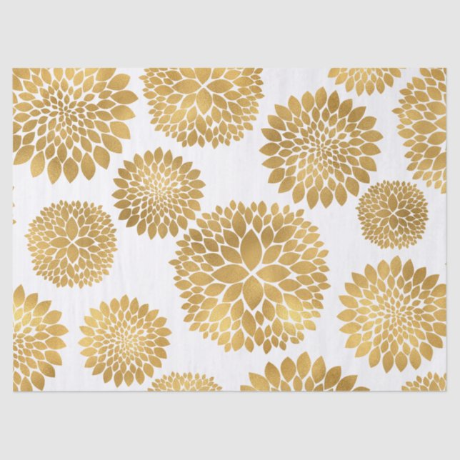 Papier Mousseline Fleurs d'or chic (Recto)