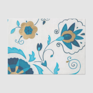 Papier Mousseline Fleurs dorées d'indigo avec l'arrière - plan blanc