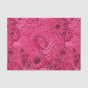 Papier Mousseline Fleurs Embossées-Berry-Tissu Enveloppement