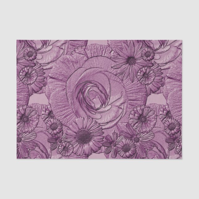 Papier Mousseline Fleurs Embossées - Lt Enveloppement De Tissu Viole (Recto)