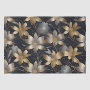 Papier Mousseline Fleurs en or et argent Decoupage /