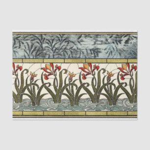 Papier Mousseline Fleurs en verre souillé avec la frontière bronzage