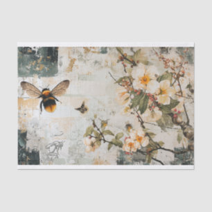 Papier Mousseline Fleurs et abeilles
