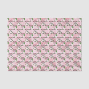 Papier Mousseline Fleurs et champignons roses vintages