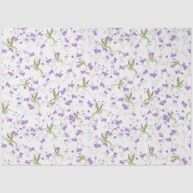 Papier Mousseline Fleurs et colibris (Recto)