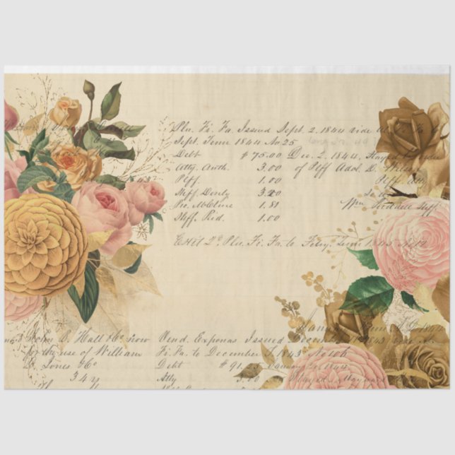 Papier Mousseline Fleurs et Ephemera Design Series #11 (Recto)