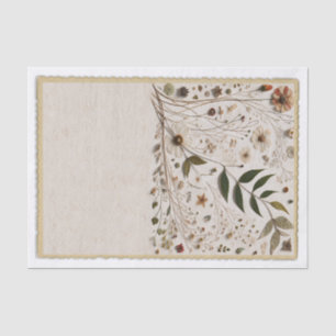 Papier Mousseline Fleurs et Feuilles Botaniques de la Beauté de la N