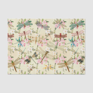 Papier Mousseline Fleurs et libellules