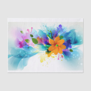 Papier Mousseline Fleurs et nuages Abstraits - Papier Tissu