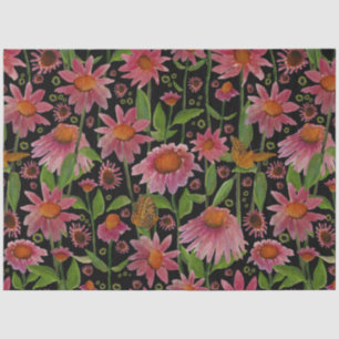 Papier Mousseline Fleurs Et Papillons