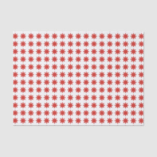 Papier Mousseline Fleurs étoiles rouges sur Motif blanc