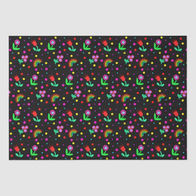 Papier Mousseline Fleurs, Fleurs et Pois (Recto)