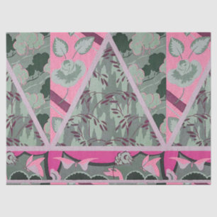 PAPIER MOUSSELINE FLEURS GRISES VERTES ROSES, BUTTERFLIS FLORAUX FRA