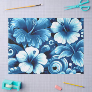 Papier Mousseline Fleurs hawaïennes tropicales Hibiscus Découpage bl