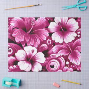 Papier Mousseline Fleurs hawaïennes tropicales Hibiscus Découpage ro
