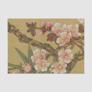 Papier Mousseline Fleurs Japonaises Asiatiques Fleur de Cerisier Vin