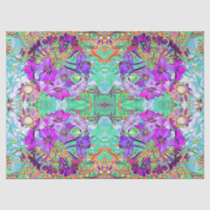 Papier Mousseline Fleurs magenta et violettes psychédéliques dramati
