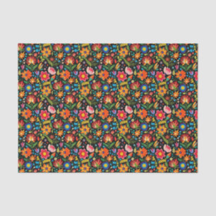 Papier Mousseline Fleurs mexicaines de fiesta carrelées