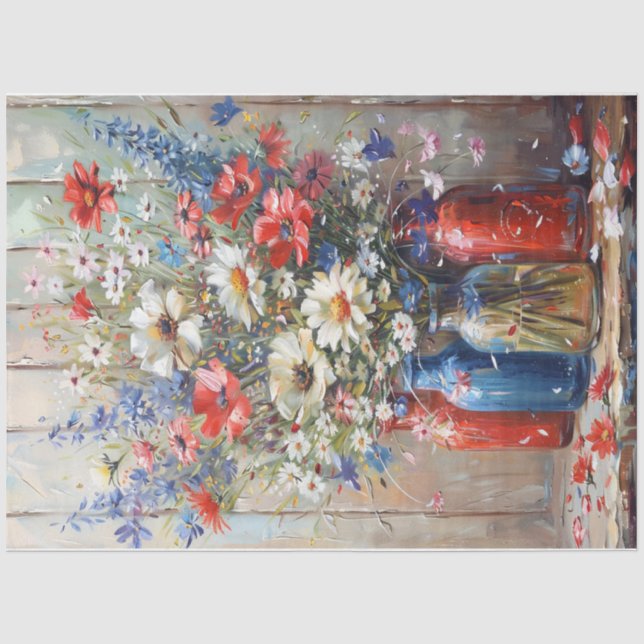 Papier Mousseline Fleurs patriotiques (Recto)