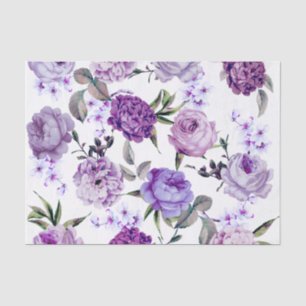 Papier Mousseline Fleurs pourpres lilas violettes Girly élégantes