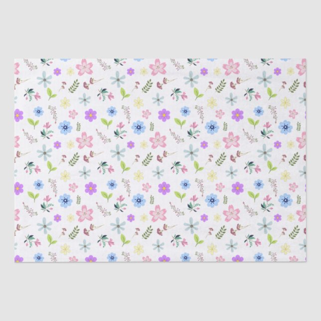 Papier Mousseline Fleurs printanières colorées (Recto)