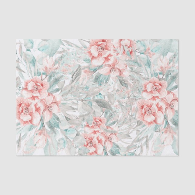 Papier Mousseline Fleurs printanières douces de verdure florale élég (Recto)