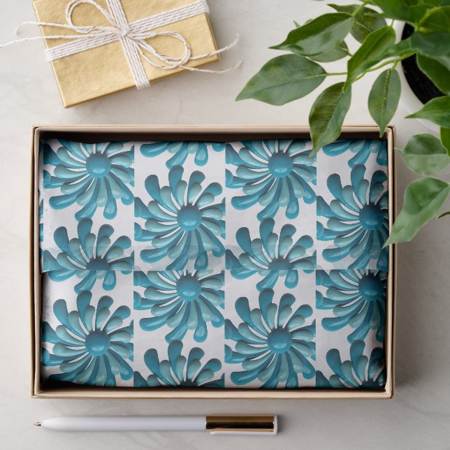 Papier Mousseline Fleurs rétro MOD - Jardin MCM printemps été (Cadeau)