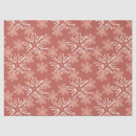 Papier Mousseline Fleurs rétro Rose Dusty - Motif botanique doux