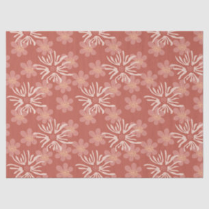 Papier Mousseline Fleurs rétro Rose Dusty - Motif botanique doux