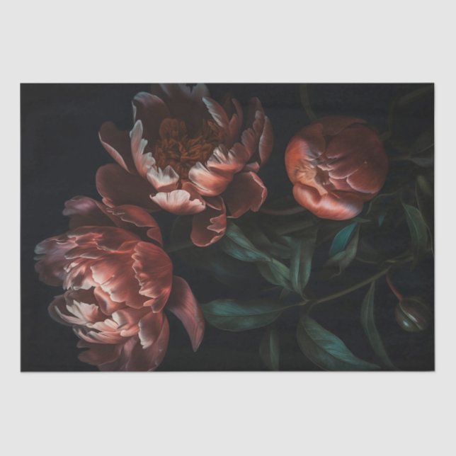 Papier Mousseline Fleurs romantiques Moody foncé Découpage Enveloppe (Recto)