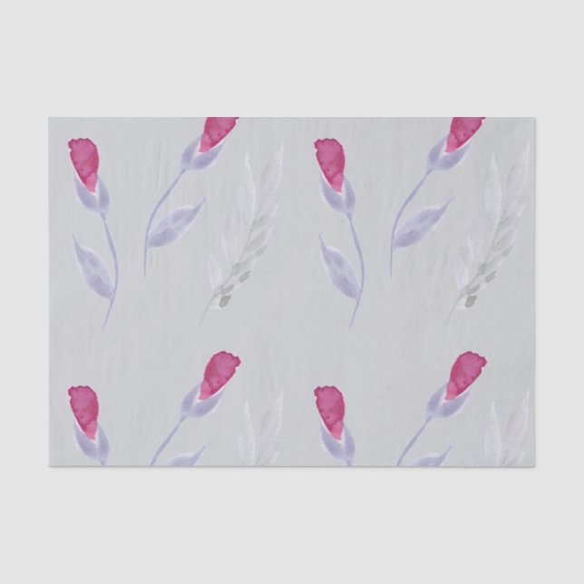 Papier Mousseline Fleurs rose gris (Recto)
