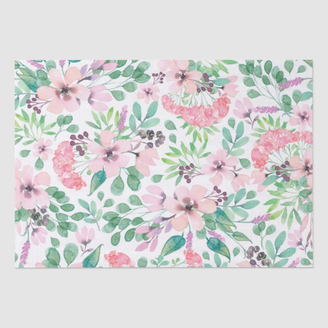 Papier Mousseline Fleurs rose pastel motif (Recto)
