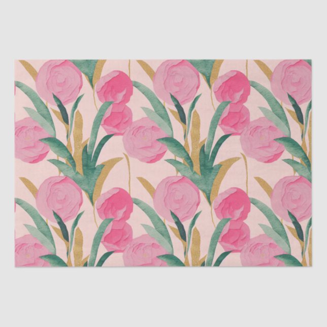 Papier Mousseline Fleurs roses (Recto)