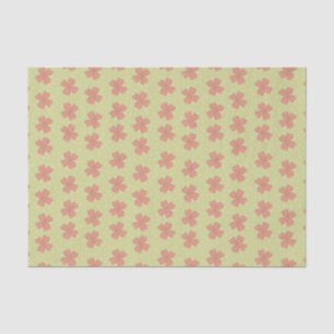 Papier Mousseline Fleurs roses Clair Vert Polka Point Joli