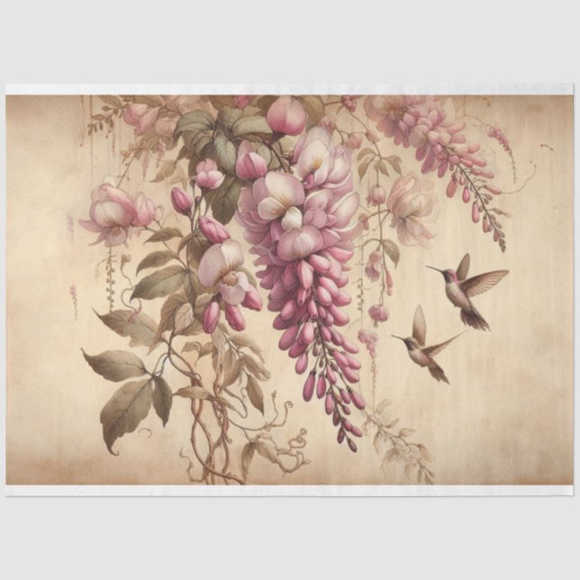 Papier Mousseline Fleurs roses de vigne de la Wisteria Découpage (Recto)