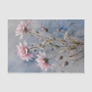 Papier Mousseline Fleurs roses et bleues découpage aquarelle