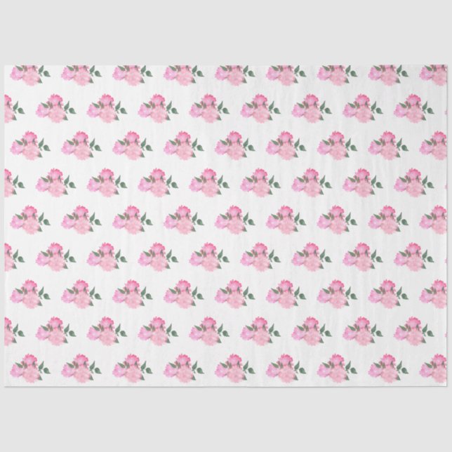 Papier Mousseline Fleurs roses et Motif de verdure (Recto)