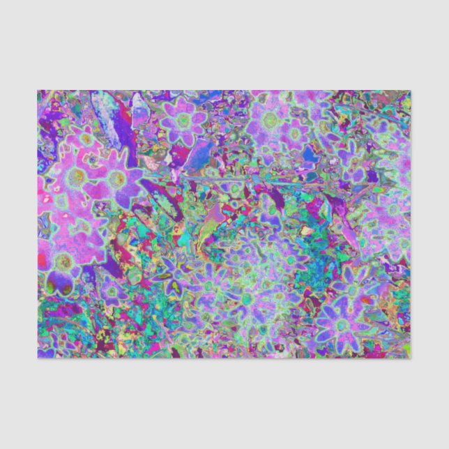 Papier Mousseline Fleurs roses et violettes Abstraites (Recto)