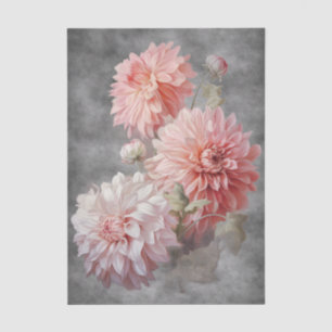 Papier Mousseline Fleurs roses flottantes sur fond charbon