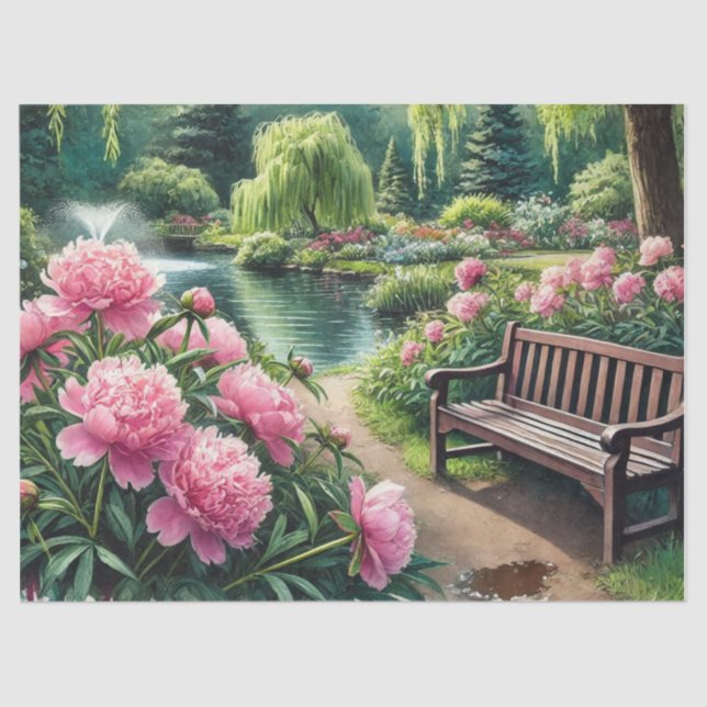 Papier Mousseline Fleurs roses Jolies Peonies (Recto)