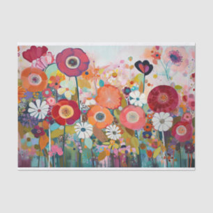 Papier Mousseline Fleurs roses poussiéreuses Découpage de peinture A